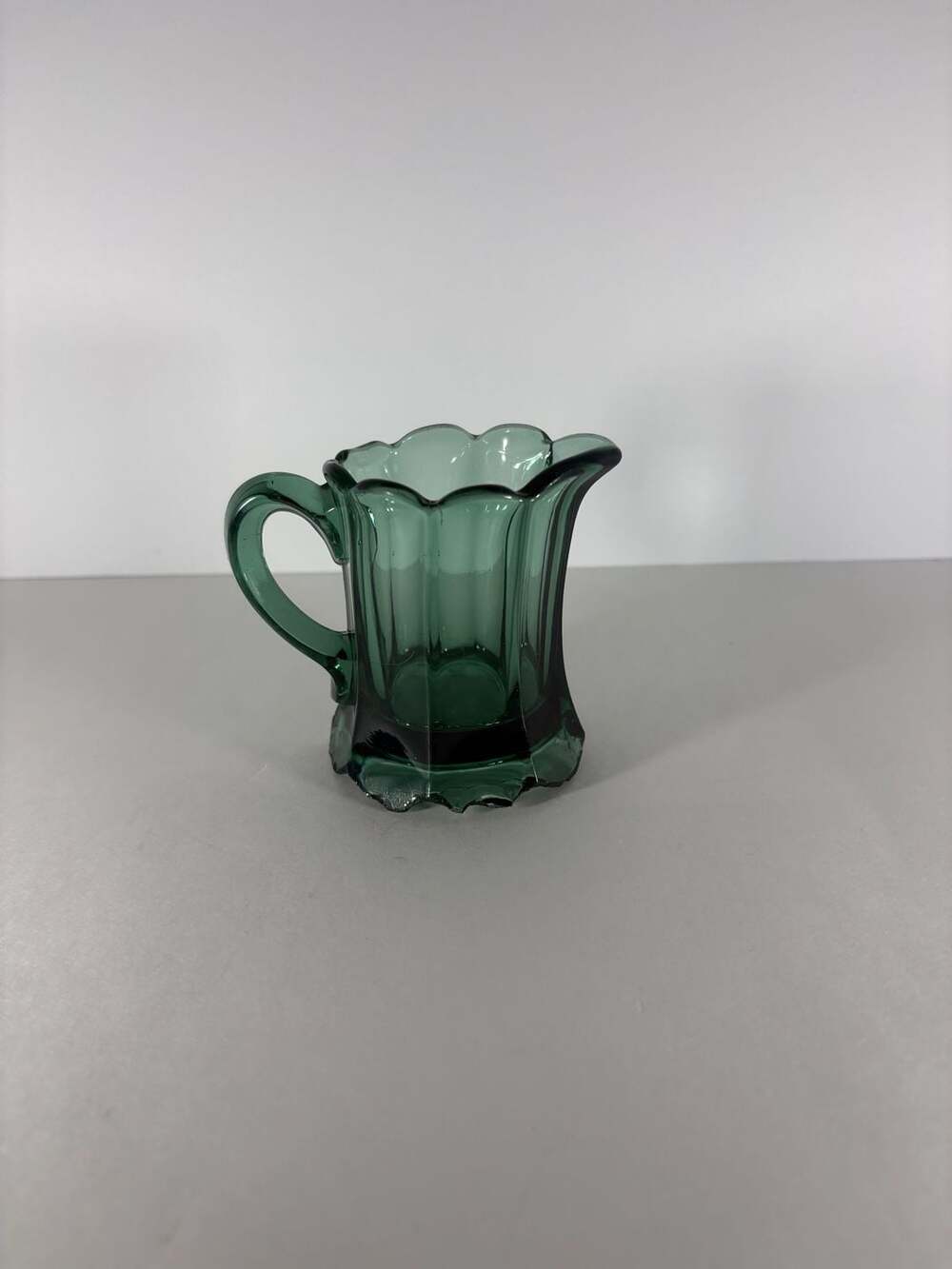 Vintage US Glass Emerald Green Colonial Individual Creamer Pitcher